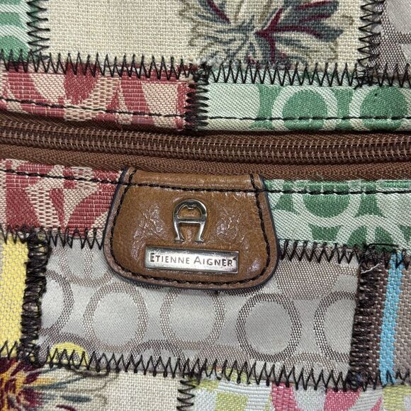Vintage Etienne Aigner Tuscon Patchwork‎ Canvas Shoulder Bag Tote Purse Boho - Picture 4 of 16